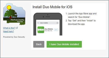 Figure 11. Screenshot of dialog box asking user to launch app store for IOS device