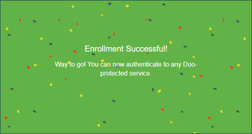 Figure 15. Screenshot of dialog box asking showing the user that they have successfully completed registration. Confetti Page