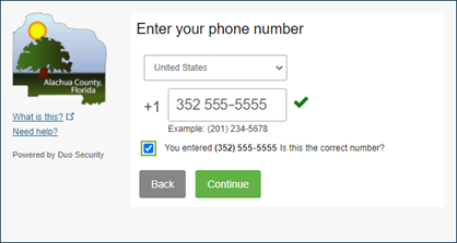Figure 4. Screenshot of dialog box confirming user phone number that you just entered