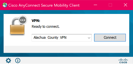 Screenshot of Cisco AnyConnect Ready to Connect Dialog Box