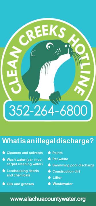 Clean creeks hotline - 352-264-6800