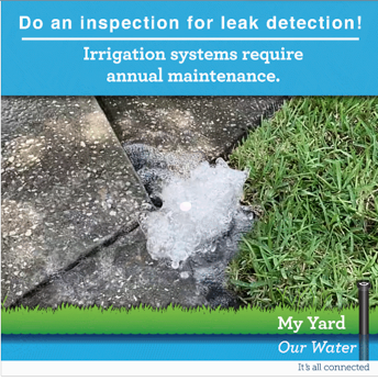 Do an inspection for leak detection! Irrigation systems require annual maintenance.